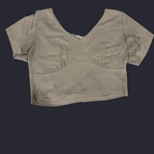 Le Lis Tan Cream Fitted Crop Top